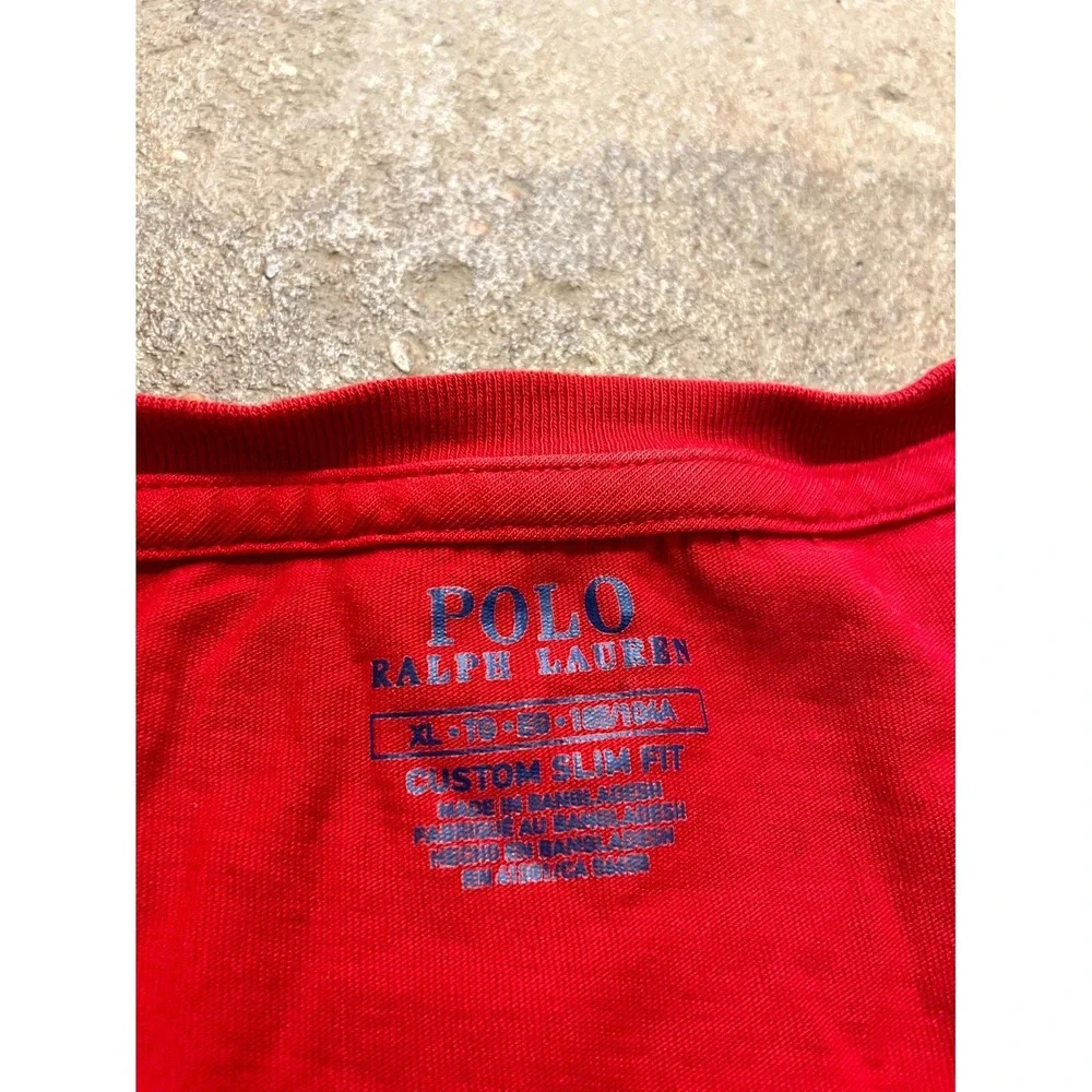 Polo Ralph Lauren Slim Fit Shirt Mens XL Red Cotton Embroidered Logo Long Sleeve